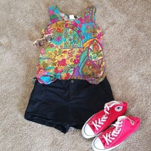 Bright NEON Colorful Flowers Swirls Tank